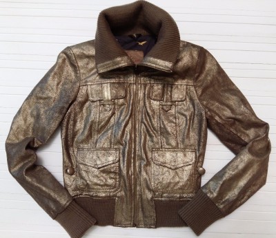 Куртка кожаная бронза натуральная кожа с эффектом потресканности, AZO-free, PCP-free