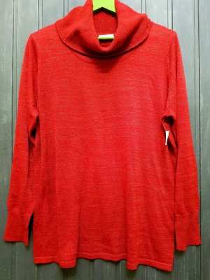 Красный свитер Yessica  р. XL алого цвета с люрексом