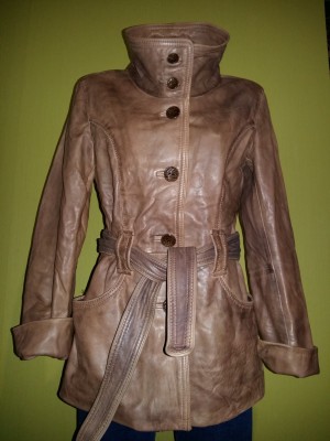 Куртка кожаная Oakwood размер S мягкая кожа мраморного цвета в коричневых тонах