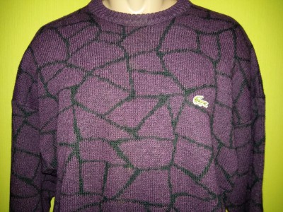 Свитер Lacoste оригинал винтаж теплый шерстяной свитер, чернильный цвет